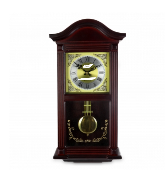 Clock Collection 22 Inch Wall Clock in Mahogany Cherry Oak Wood with Brass Pendulum and 4 Chimes