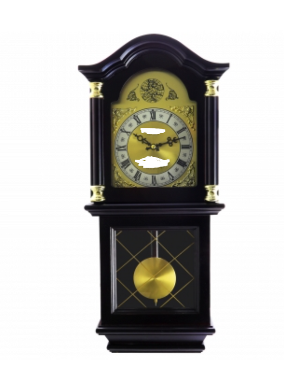 Clock Collection 26 Inch Chiming Pendulum Wall Clock in Antique Mahogany Cherry Oak Finish