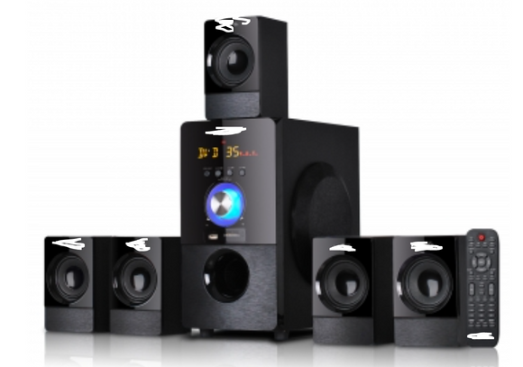 Sound 5.1 Channel Surround Sound Bluetooth Speaker System in Black
