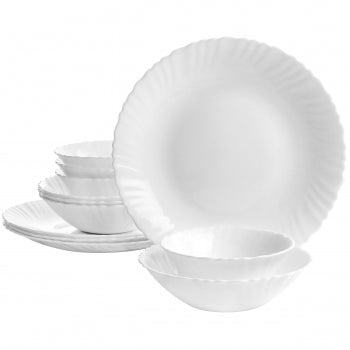 Ultra 12 Piece Tempered Opal Glass Dinnerware Set in White
