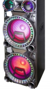Sound 700W Dual 10 Inch Subwoofer Bluetooth Portable Party Speaker with Sound Reactive Party Lights, USB/ SD Input, Rechargeable Battery, Remote Control And 2 Wireless Microphones