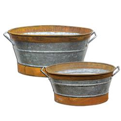 *2/Set, Rusty Galvanized Buckets