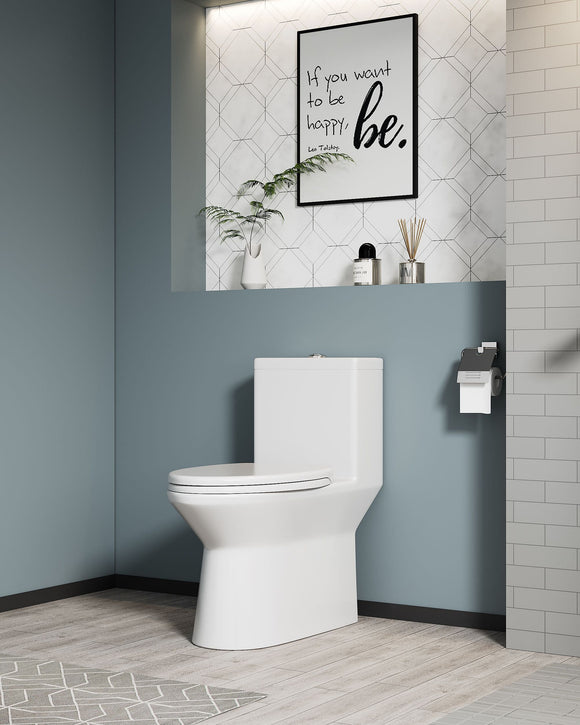 1.1/1.6 GPF Elongated Comfort Height Floor Mounted One-Piece Toilet, CUPC Certified, WaterSense Cetified, Ceramic, White Color, Soft Close Seat