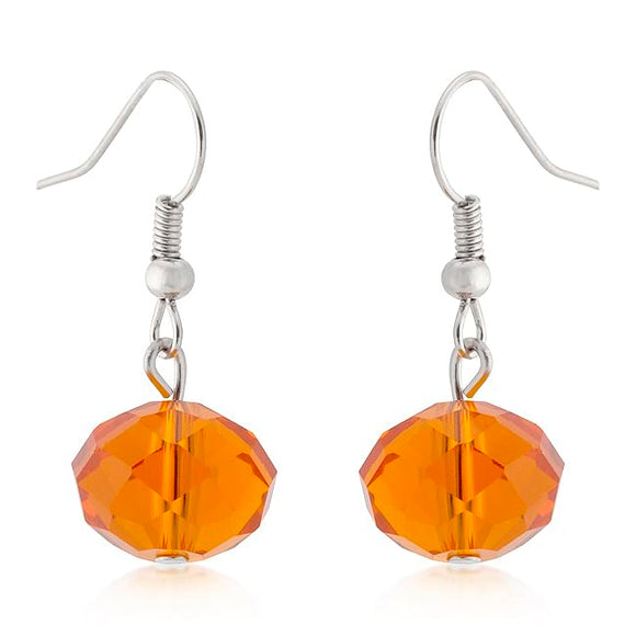 Orange Faceted Bead Earrings