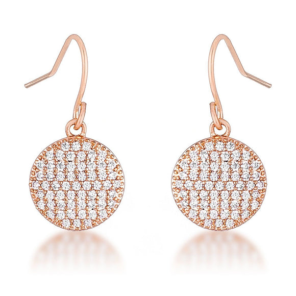 .6 Ct Elegant CZ Rose Gold Plated Disk Earrings