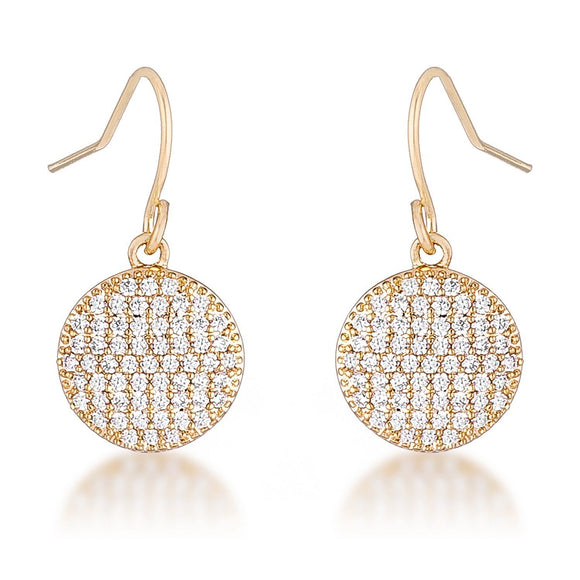 .6 Ct Elegant CZ Gold Plated Disk Earrings