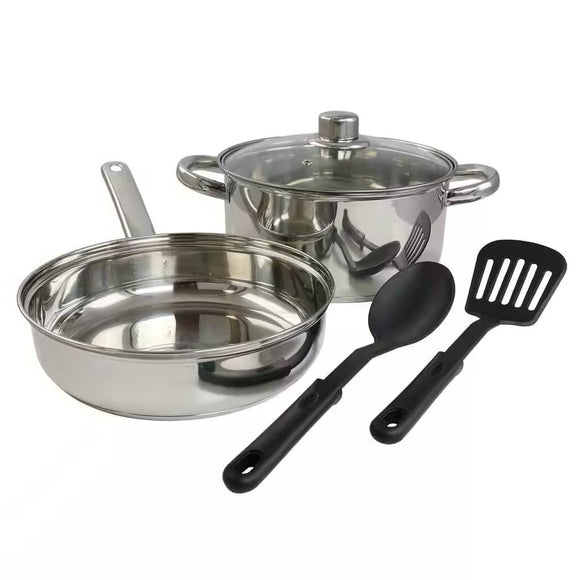 5-Piece Stainless Steel Cookware Set with 4-Qt. Dutch Oven Saucepan and Spatula