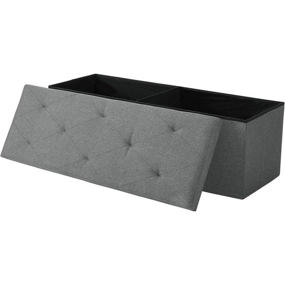 Dark Grey Linen Upholstered Bedroom Living Room Entryway Storage Bench Ottoman