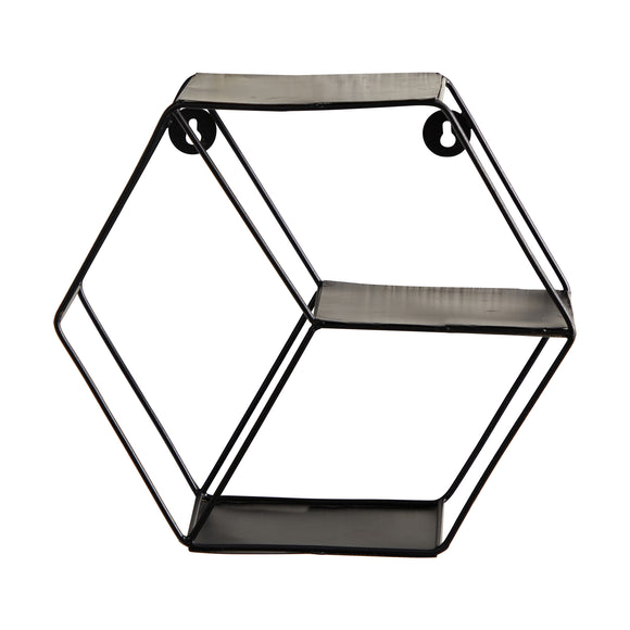 10” Black Matte Hexagon Wall Shelf