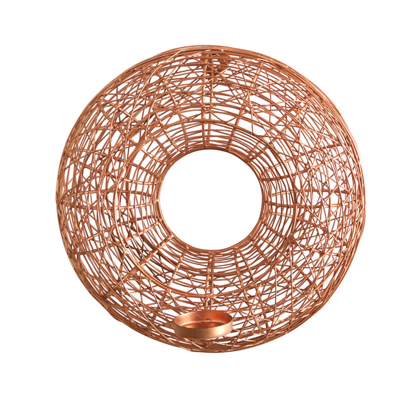 11” Wired Copper Circle Wall Sconce Candle Holder