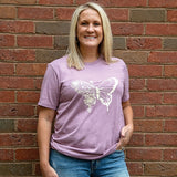 Butterfly Floral T-Shirt - Heather Orchid - XL