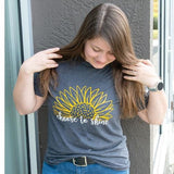 Choose To Shine Sunflower T-Shirt - Heather Dark Gray - XL