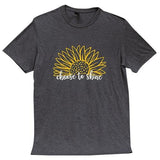 Choose To Shine Sunflower T-Shirt - Heather Dark Gray - XL