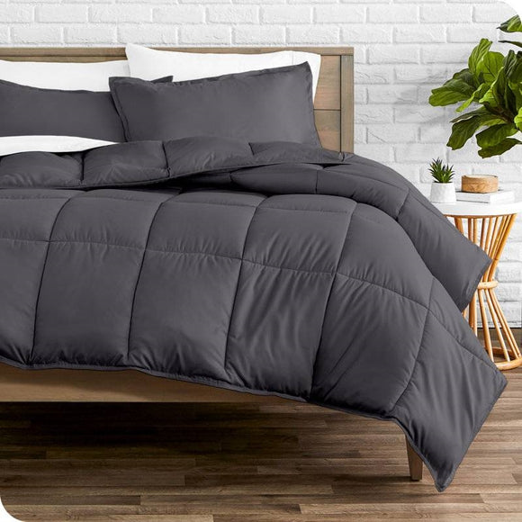 Queen Size All Season Super Soft Down Alternative Comforter Set Grey