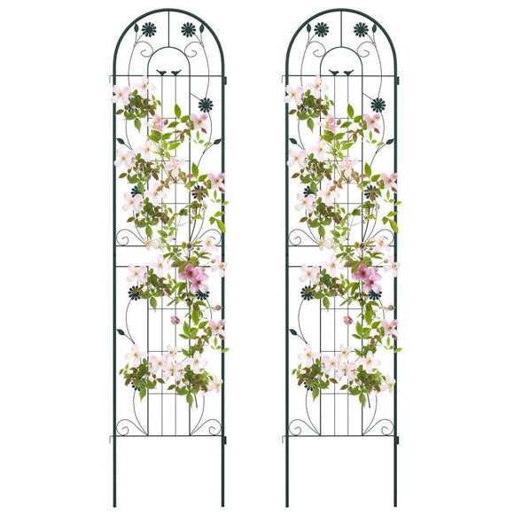 2 Pack - 7-ft Galvanized Steel Outdoor Garden Trellis in Green Metal Finish