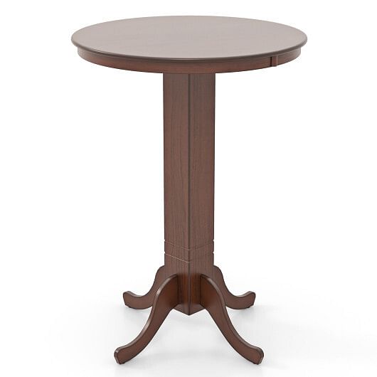 Wood Pub Round Dining Table with Pedestal Base