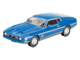 Ford Mustang Mach 1 Grabber Blue with Silver Stripes Limited Edition 1/64 Diecast Model
