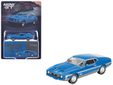 Ford Mustang Mach 1 Grabber Blue with Silver Stripes Limited Edition 1/64 Diecast Model