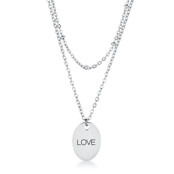 Stainless Steel Double Chain LOVE Necklace