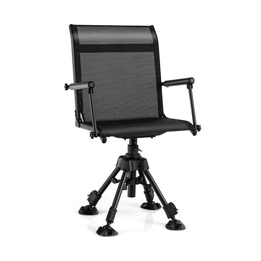 Folding Swivel Patio Chair with 4 Adjustable Leg-Black - Color: Black