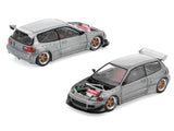 Pandem Civic EG6 RHD (Right Hand Drive) Raw Metal with No Hood 1/64 Diecast Model