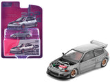 Pandem Civic EG6 RHD (Right Hand Drive) Raw Metal with No Hood 1/64 Diecast Model