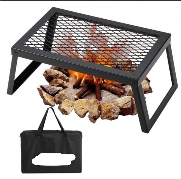 Folding Campfire Grill, Heavy Duty Steel Mesh Grate, 18