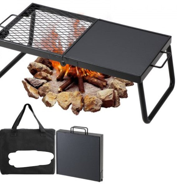 Folding Campfire Grill, Heavy Duty Steel Mesh Grate, 22.4