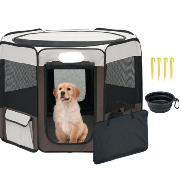 Foldable Pet Playpen, 36 inch Portable Dog Playpen, Crate Kennel for Puppy, Dog, Cat, Premium Waterproof 600D Oxford Cloth, Removable Zipper, for Indoor Outdoor Travel Camping Use (Octagon, M)