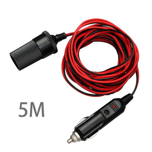 5M Car Cigar Lighter Plug 12V Extension Cable Adapter Socket Charger Lead With Indicator Light