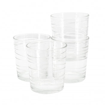 Home 4 Piece 13.5 Ounce Swirl Double Old-Fashioned Glassware Set