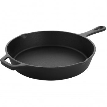 10 Inch Round Preseasoned Cast Iron Frying Pan with Handle in Black