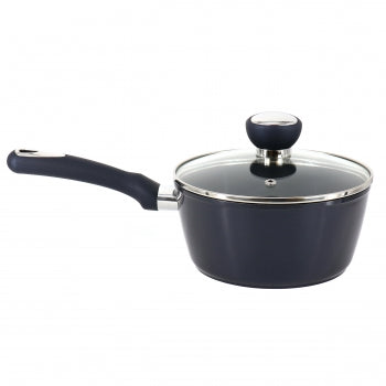 1.9 Quart Ceramic Nonstick Aluminum Saucepan with Lid in Dark Blue
