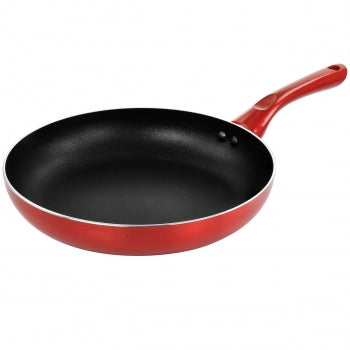 10in Silver Metallic Non Stick Gourmet Fry Pan in Red