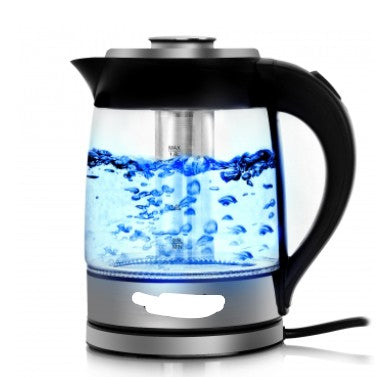 1.9 Quart Cordless Glass and Stainless Steel Electric Tea Kettle with Tea Infuser