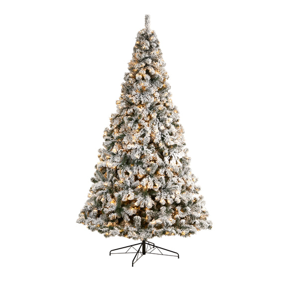 10' Flocked West Virginia Fir Artificial Tree with 800 Clear LED Lights and 1680 Tips