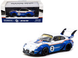 RWB 993 #2 "Liberty Walk" White and Blue Metallic with Container Packaging "Hobby64" Series 1/64 Diecast Model Car