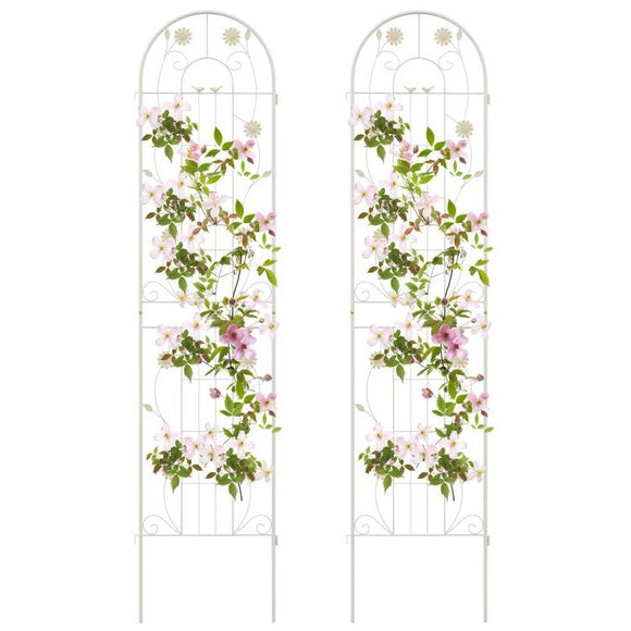 2 Pack - 7-ft Galvanized Steel Garden Trellis in White Metal Outdoor Finish