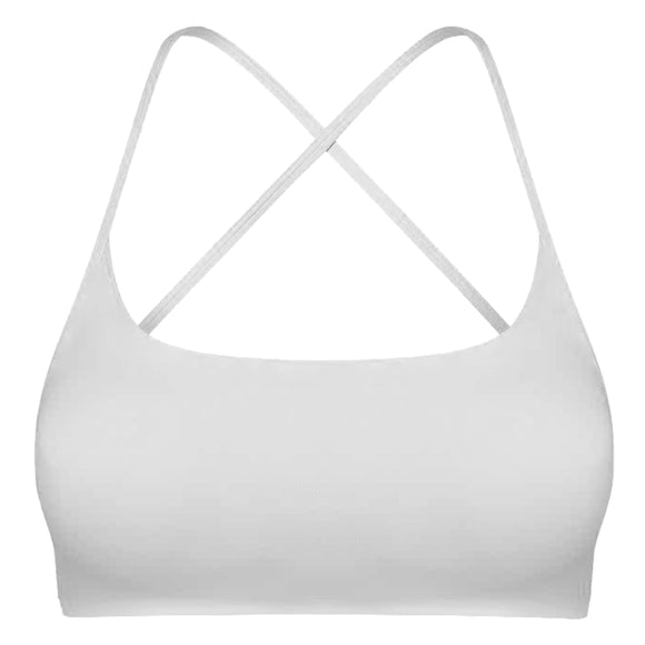 Women Cross Back Sport Bras Padded Strappy Crop Open Back Low Impact Bras Sexy Fitness Tank Tops with Removable Pads Thin Straps for Gym Yoga Workout