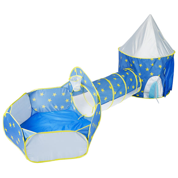 3 In 1 Child Crawl Tunnel Tent Kids Play Tent Ball Pit Set Foldable Children Play House Pop-up Kids Tent w/Storage Bag For Indoor Outdoor Travel Use