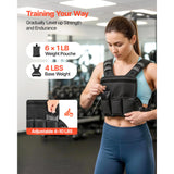Adjustable Weighted Vest, 4-10 lbs Comfortable X-Shape Body Weight Vest Set with 6 Weight Packs and Reflective Stripe, for Men Women, Workout