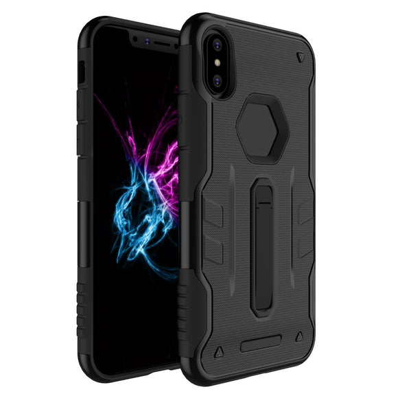 Rugged Phone Case for iPhone X Drop-protection Phone Case with Kickstand Heavy Duty Dual Layers Phone Protective Cover