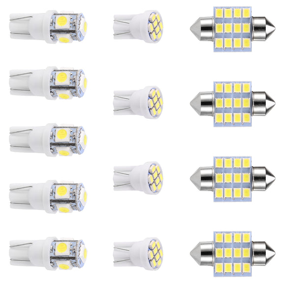 13Pcs T10 31mm Festoon LED Light Bulb Interior Dome Map LED Lights License Plate Trunk Side Positioning Lights 6000K White