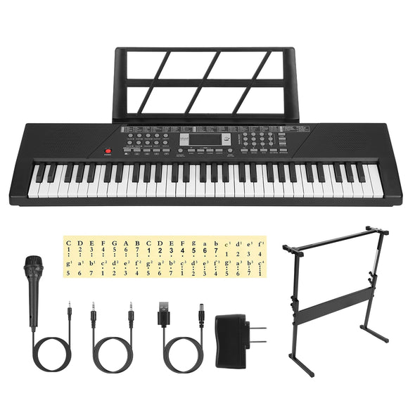 61 Keys Digital Music Keyboard Electric Piano Electronic Musical Instrument Kids Learning Keyboard with Light Up Keys Microphone for 3-12 Year Old Kid