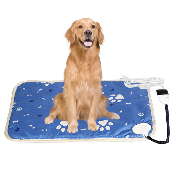 Pet Heating Pad Electric Dog Cat Heating Mat Waterproof Warming Blanket with 86-141? Adjustable Temperature 0-12 Timer Digital Display Chewing-resista