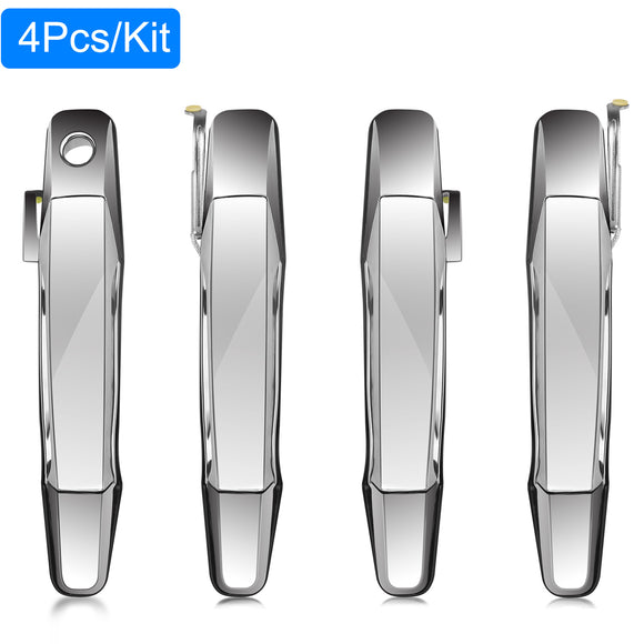 iMounTEK 4pcs Chrome Outer Handles Outside Exterior Door Handles Front Rear for Chevy Pickup Truck 2007-2013 Suburban Sierra Silverado Escalade Cadill