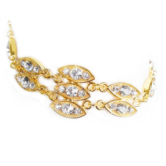 Noble Burnished Gold Bling Rhinestone Bracelet