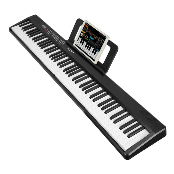 Folding Piano Keyboard 88 Keys Rechargeable Full Size Semi Weighted Piano Digital Electronic Piano with LCD Screen Carry Bag Mic Sheet Music Stand Sti