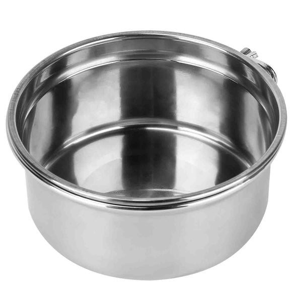 Stainless Steel Dog Bowl Pets Hanging Food Bowl Detachable Pet Cage Food Water Bowl with Clamp Holder