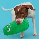 Green Pickle Dog Toy with Squeaker & Crinkle Sound, Interactive Play for Dogs of All Sizes